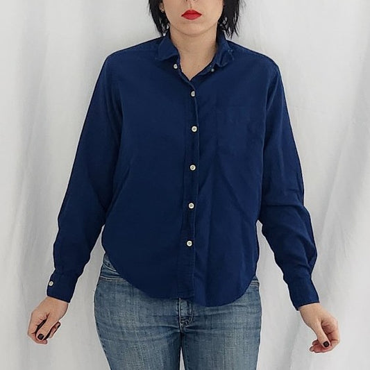 60s Navy Blue Button Down Shirt