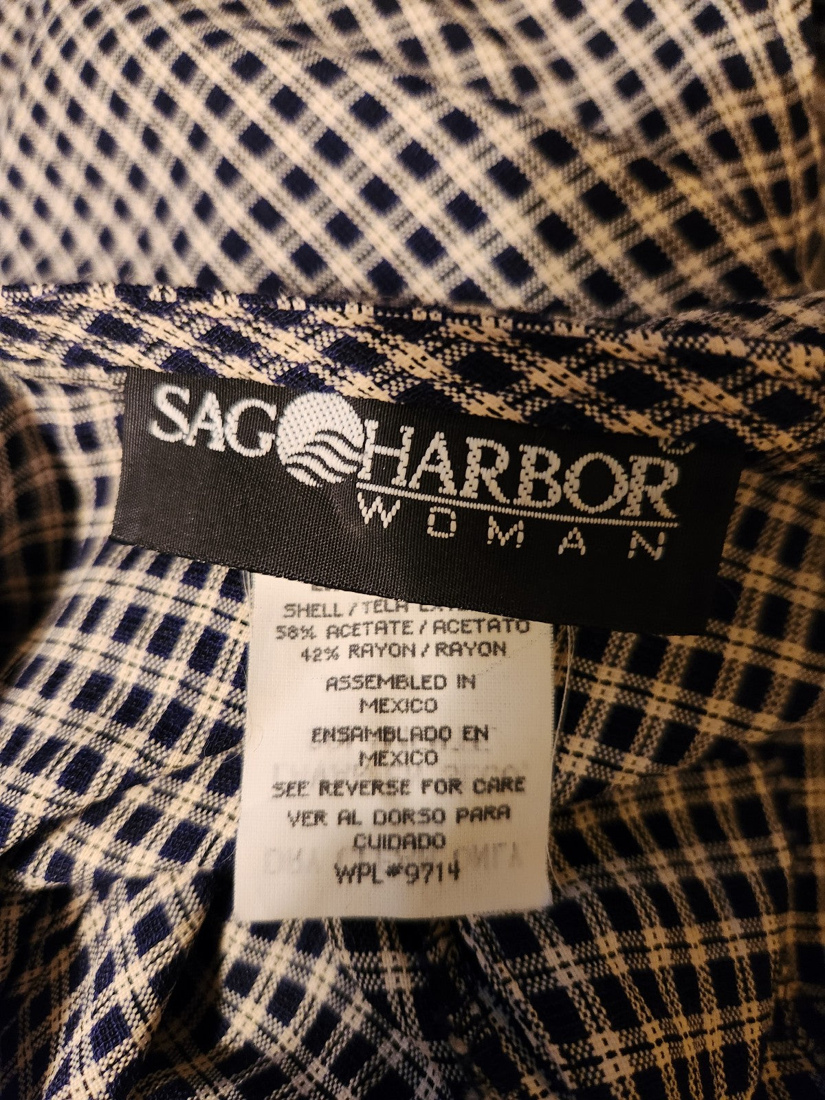 90s Beige and Navy Plaid Pants and Top Set