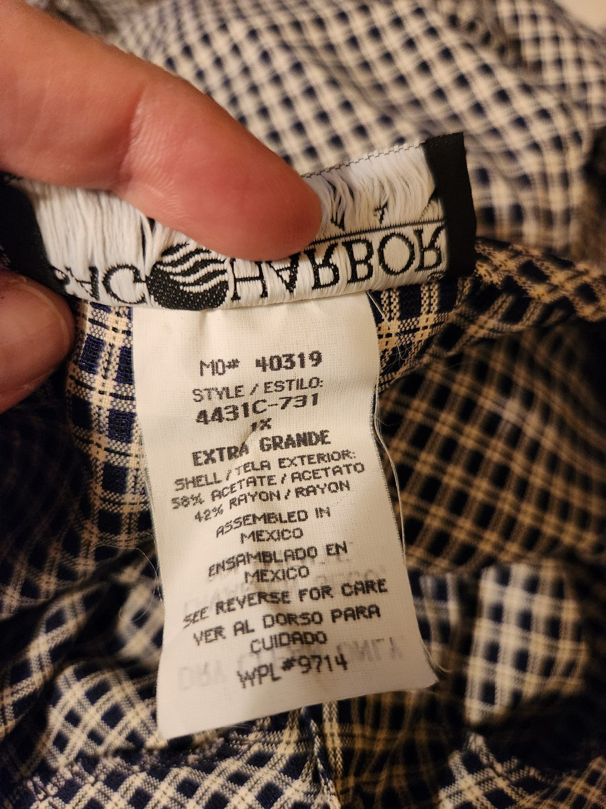 90s Beige and Navy Plaid Pants and Top Set