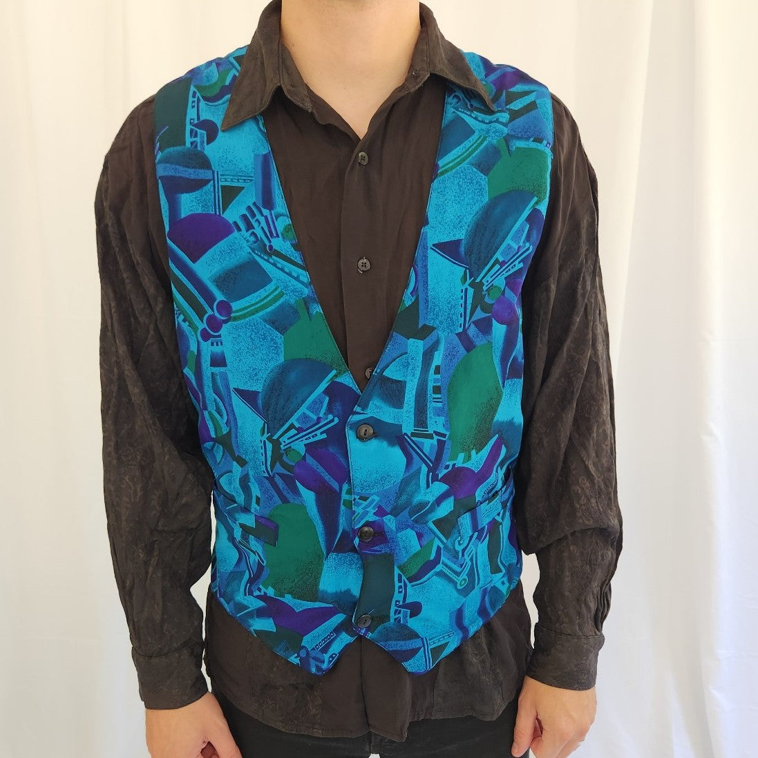 90s Blue, Purple, Green, and Black Vest