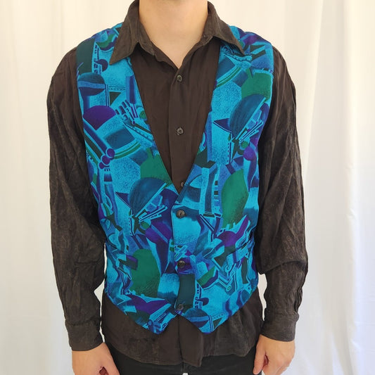 90s Blue, Purple, Green, and Black Vest