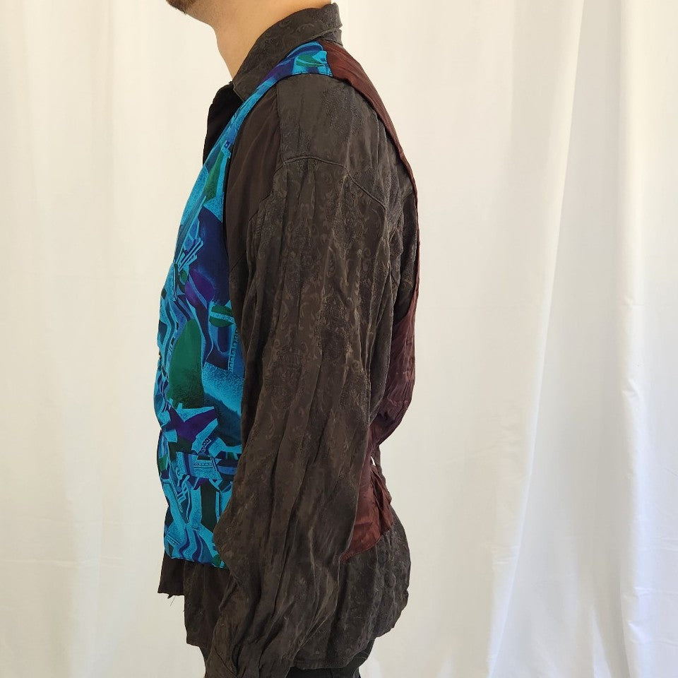 90s Blue, Purple, Green, and Black Vest