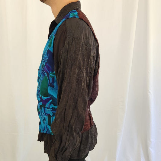 90s Blue, Purple, Green, and Black Vest
