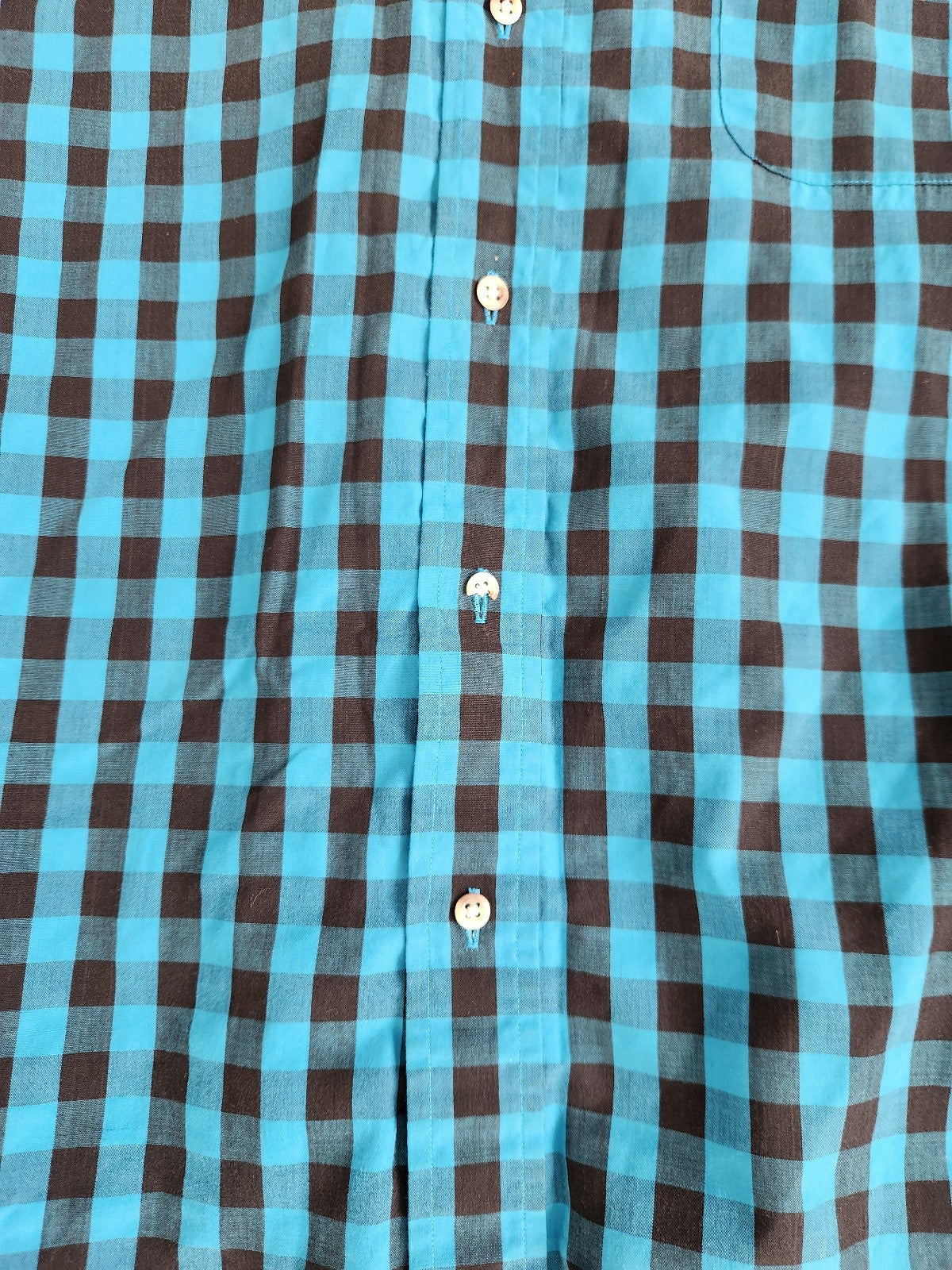 80s/90s Blue and Black Plaid Button Down