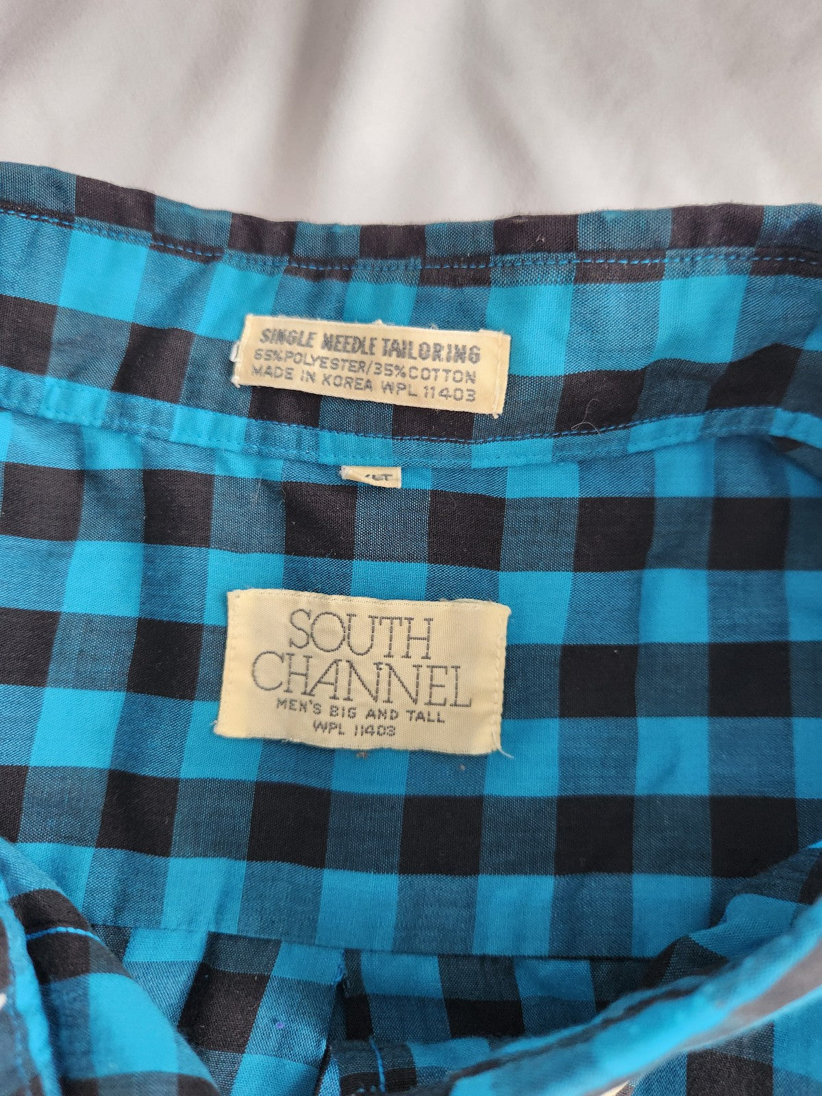 80s/90s Blue and Black Plaid Button Down