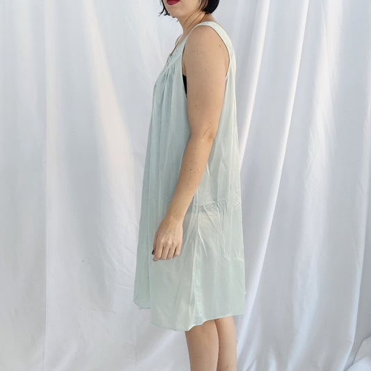 80s Blue Nylon Sleeveless Nightgown