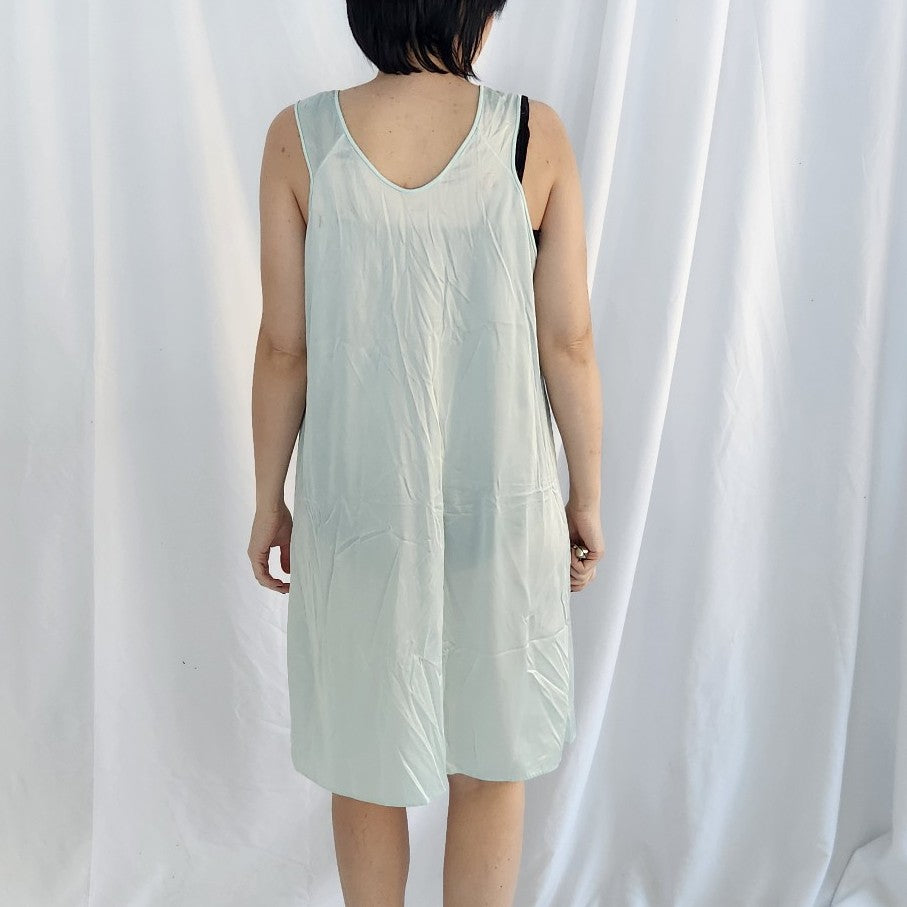 80s Blue Nylon Sleeveless Nightgown
