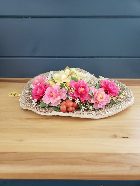NWT Vintage Sunhat with Faux Flowers