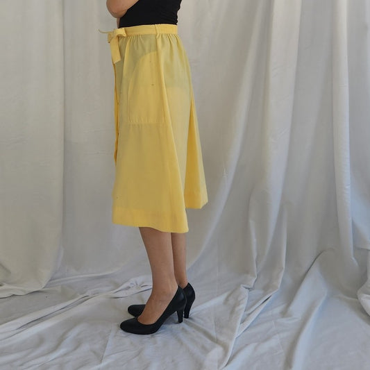 80s Yellow Midi Skirt