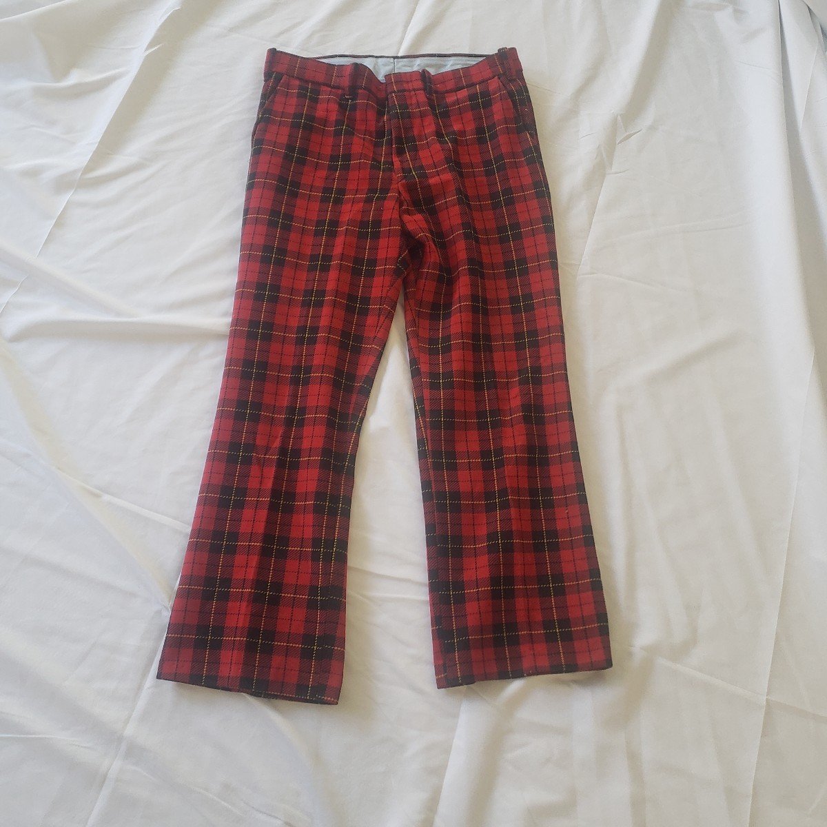 70s Red and Black Plaid Trousers