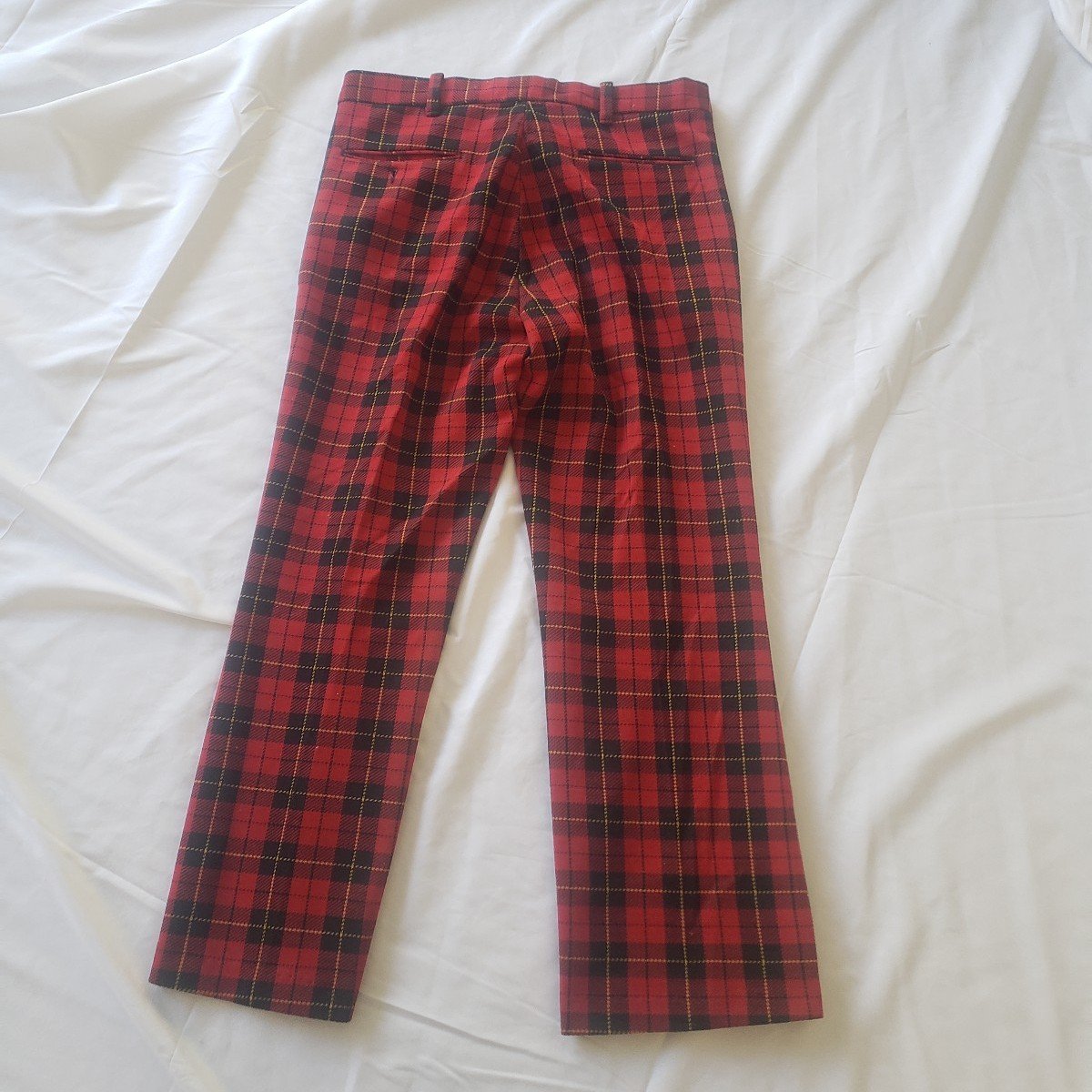 70s Red and Black Plaid Trousers