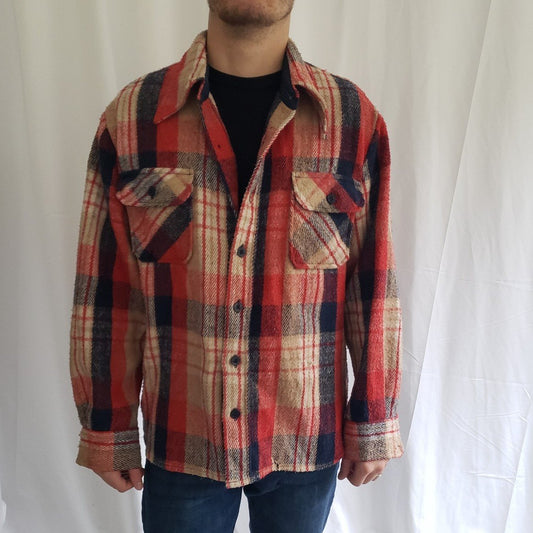 70s Red and Blue Plaid Flannel