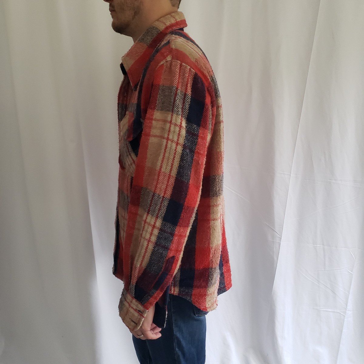 70s Red and Blue Plaid Flannel