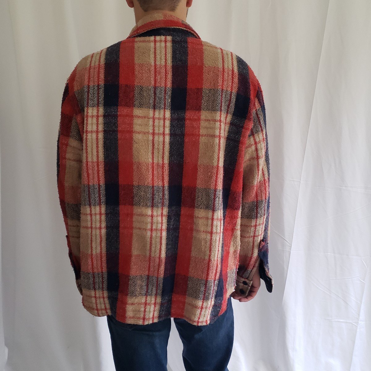 70s Red and Blue Plaid Flannel