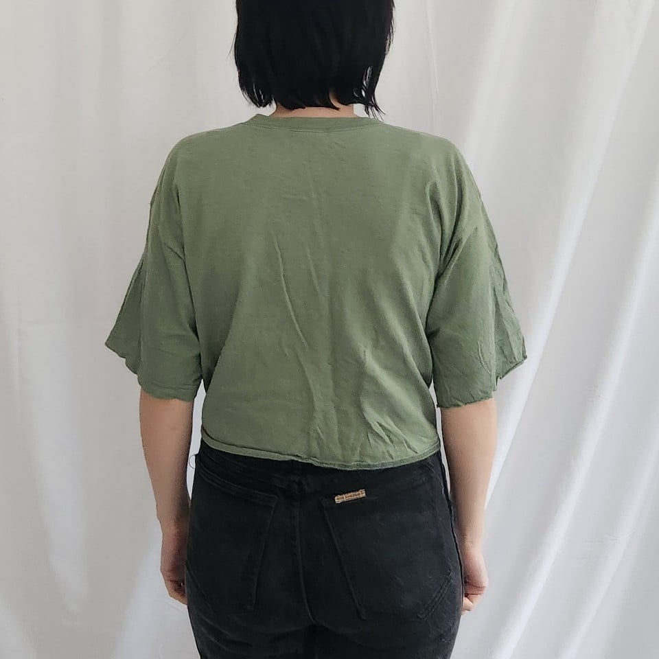 80s Green Cropped Tie Front Tee