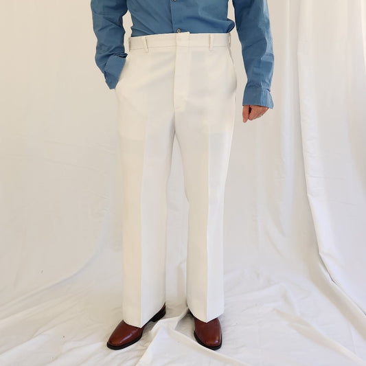 70s White Levis Panatela Pleated Trousers
