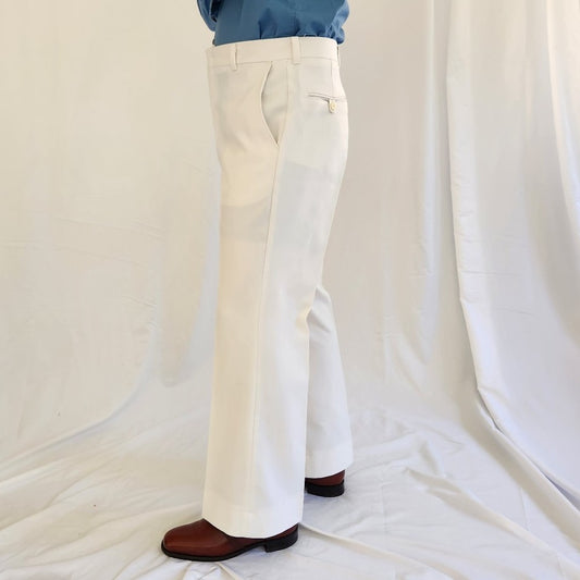 70s White Levis Panatela Pleated Trousers