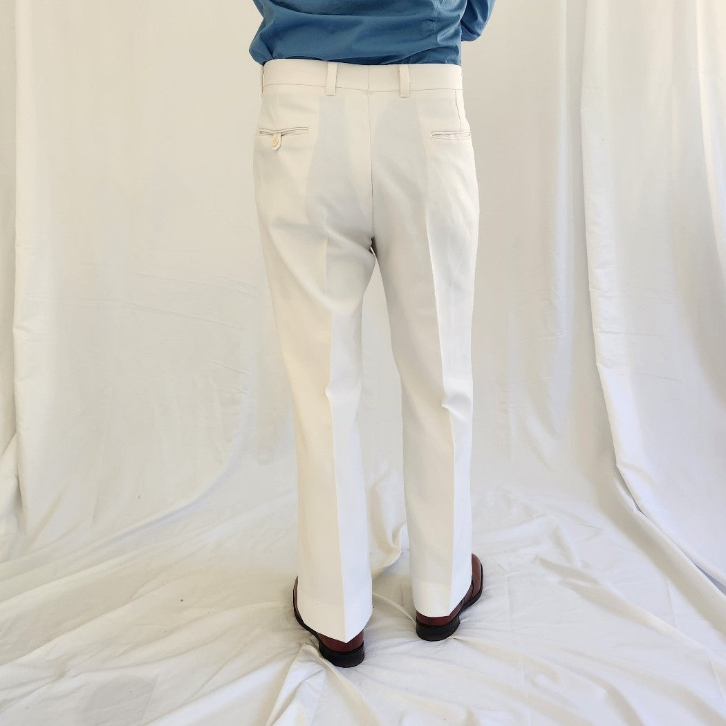 70s White Levis Panatela Pleated Trousers