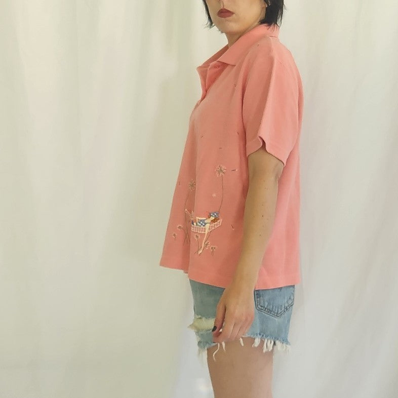 90s/00s Pink Grandmacore Polo