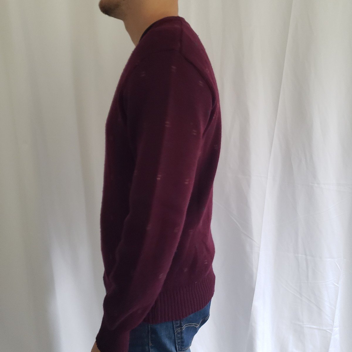 90s Burgundy Wool V Neck Sweater