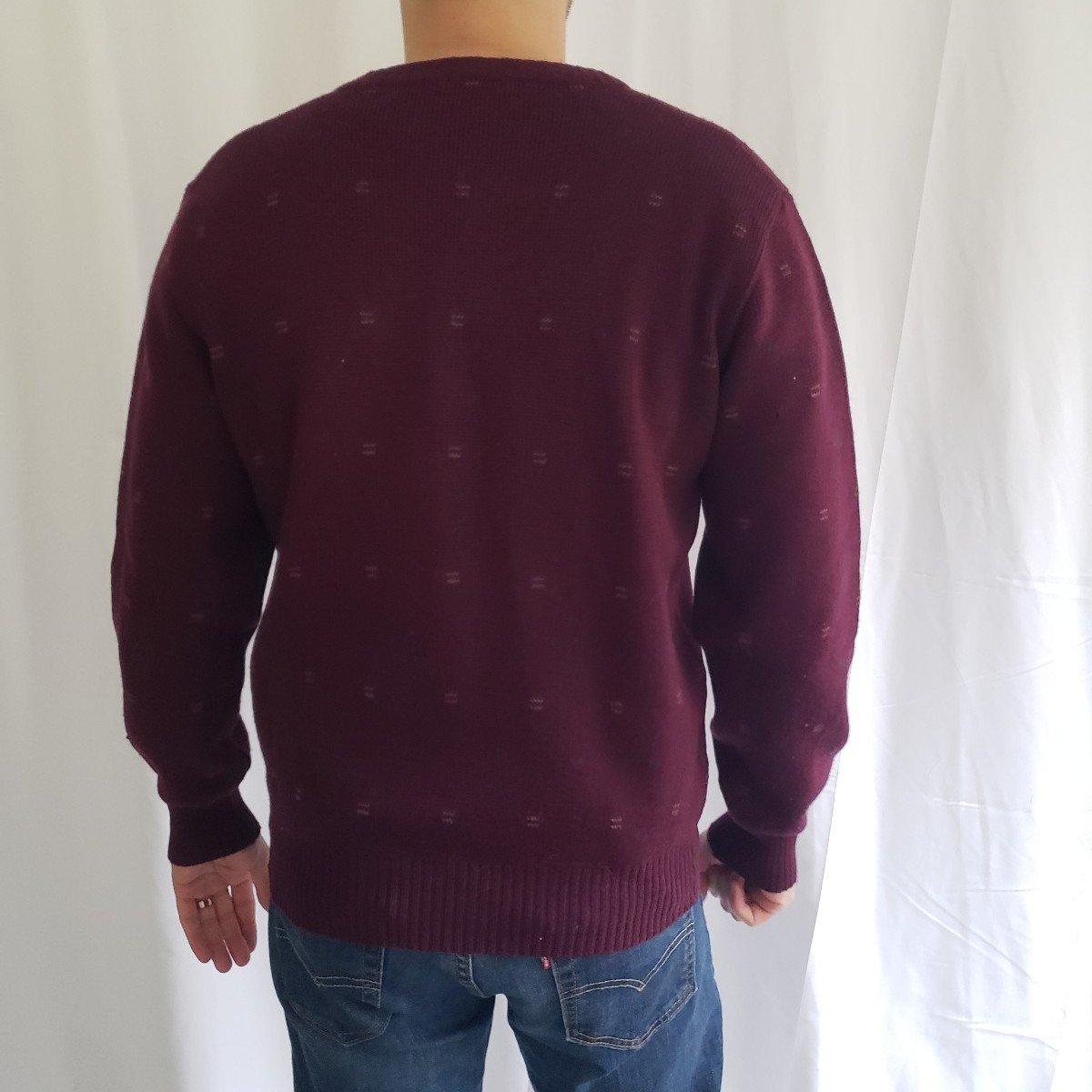 90s Burgundy Wool V Neck Sweater