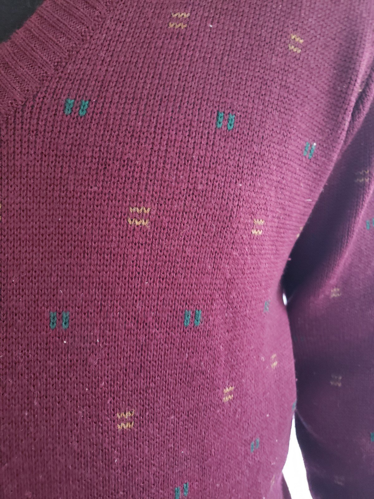 90s Burgundy Wool V Neck Sweater